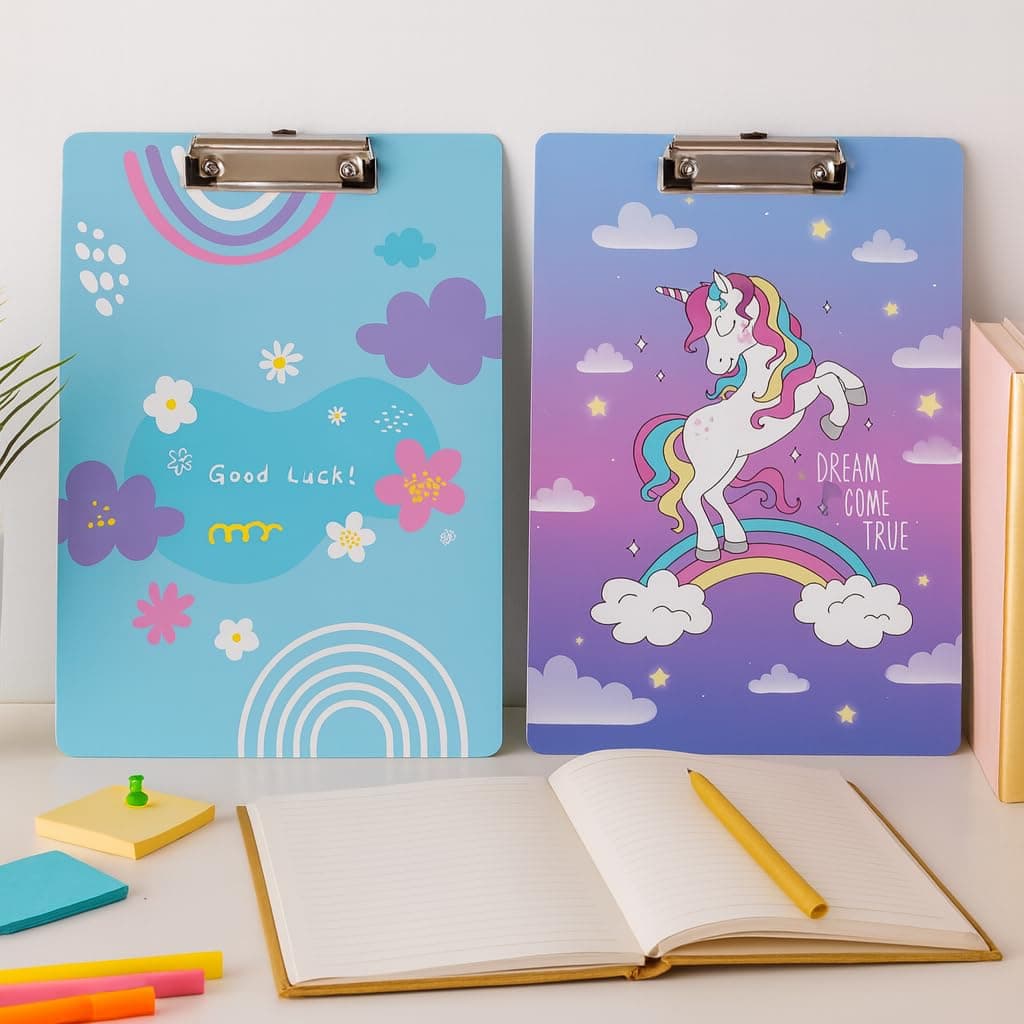 Articious Clipboard Drawing, Writing, Exam Board with Clip (Size - 24x36 cm) Sturdy, Lightweight for Office, School, College (Pink)