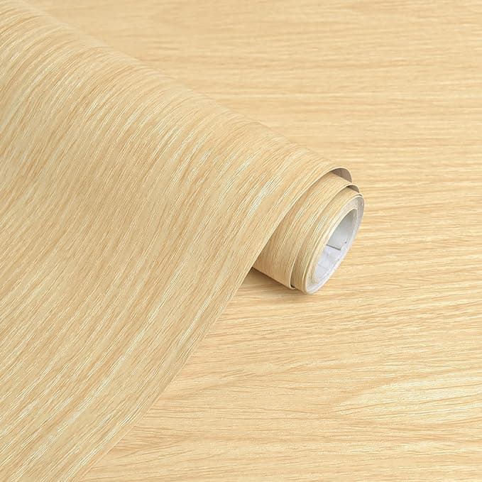 HOMSUN Peel & Stick Wood Grain Cabinet Removable Wallpaper - Waterproof, Self Adhesive, Maple Wood Look (12 in x 1.2 MTR)