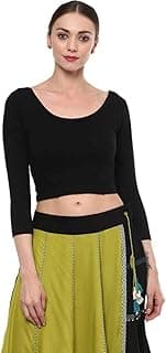 Fressia Fabrics Women's Cotton Readymade Saree Blouse Stretchable Crop Top Choli Bustier Top