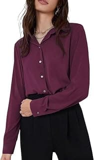 GRECIILOOKS Women`s Oversized Fit Crop Top Shirt | Comfortable Rich Korean Button Down | Comfortable Rich Korean Button Down | Workwear Top for Office & Casual Outfit