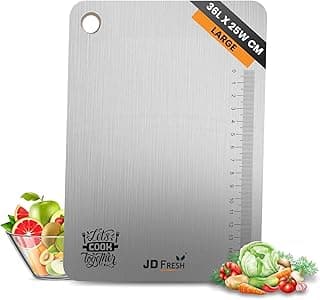 JD FRESH 304 Stainless Steel Chopping Board/Cutting Board/Non Slip/Chopping Board for Kitchen/Vegetable Cutting Board/Kitchen Cutting Boards/Vegetable Cutter Steel (36 x 25 cm)