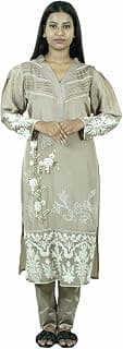 Generic Zara Ladies Fashion Hub Muslin Fabric Kurti with Collar and Streatchable Pants for Women's & Girls