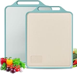 2in1 Large Steel Chopping Cutting Board for Kitchen | Double Sided Stainless Steel Heavy-Duty Cutting Board for Vegetables, Fruits Cutter, Meats | Eco-Friendly and Anti-Microbial (41 x 33cm)
