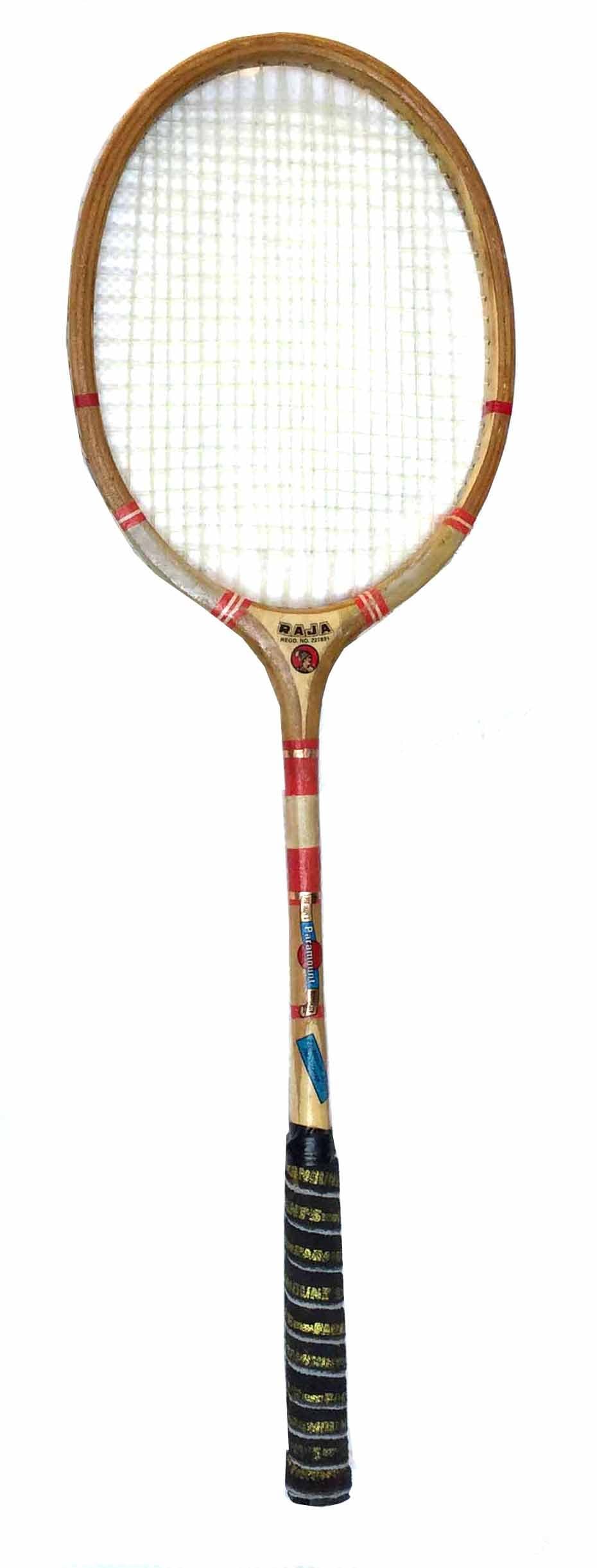 Wsg Ball Badminton Wooden Racket raja with Strings