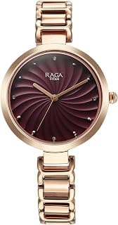 Titan Titan Raga Memoirs Quartz Analog Burgundy Dial with Rose Gold Color Metal Strap Watch for Women