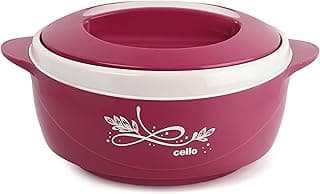 CELLO Sapphire Insulated Casserole Hot Pot For Kitchen 1250 ml Pink | Easy to Serve Airtight Outdoor Safe Inner Steel Insulated Keeps Food Hot & Warm Casserole Hot Pot Case Set For Roti Rice Biryani