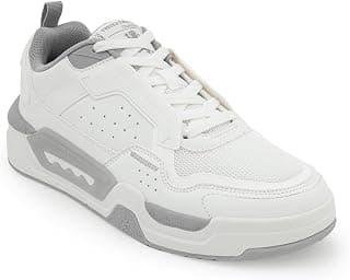 Red Tape Men's Sneakers White Blue Pu Mesh TPU Round Toe Lace-Up