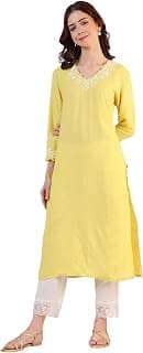 W for Woman Mango Yellow Floral Printed Shantung A-line Kurta