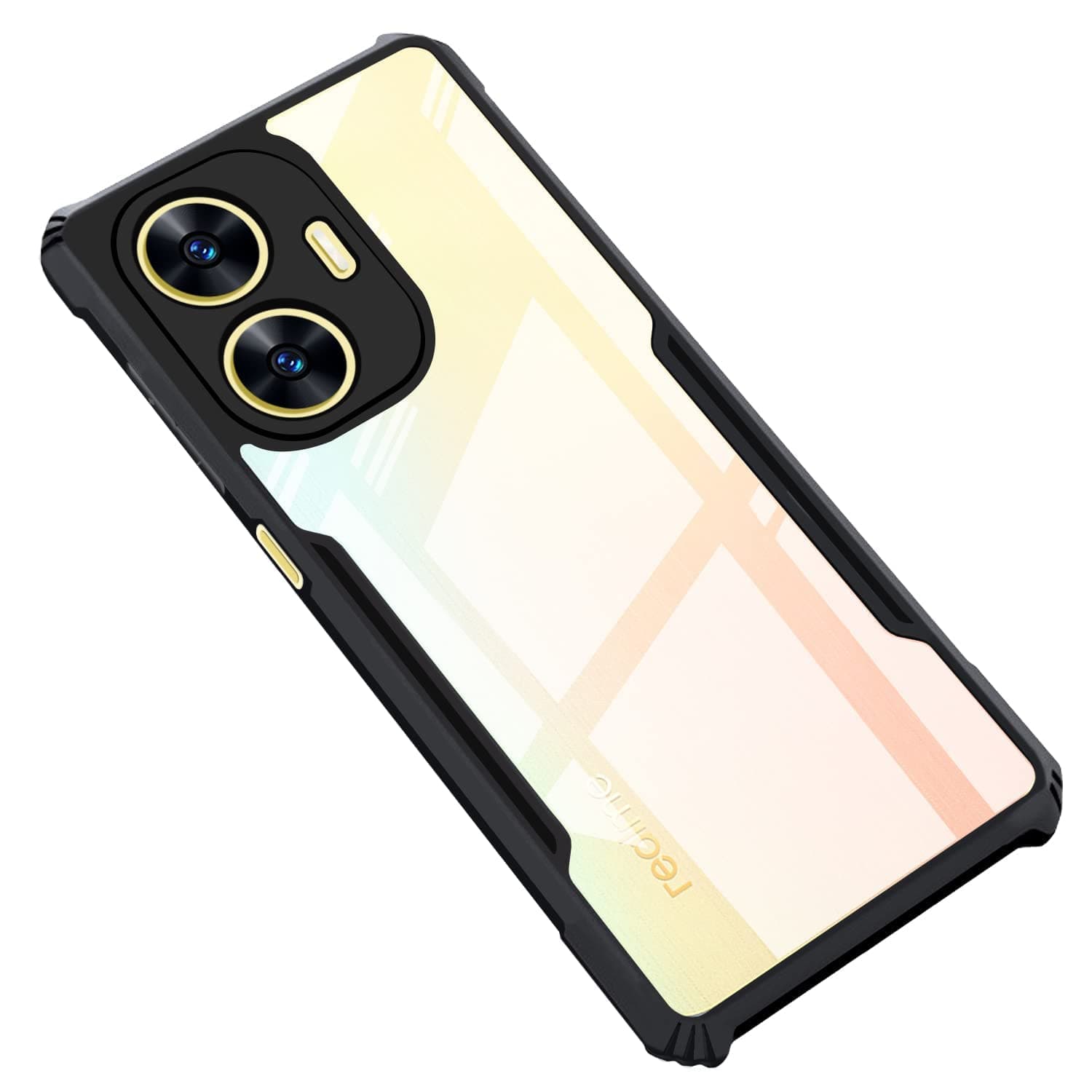 Amazon Brand Solimo Shockproof Crystal Clear Back Cover for Realme Narzo C55 / Narzo N55 | 360 Degree Protection | Transparent Realme Narzo C55 / Narzo N55 Back Cover Case (PC & TPU, Black Bumper)