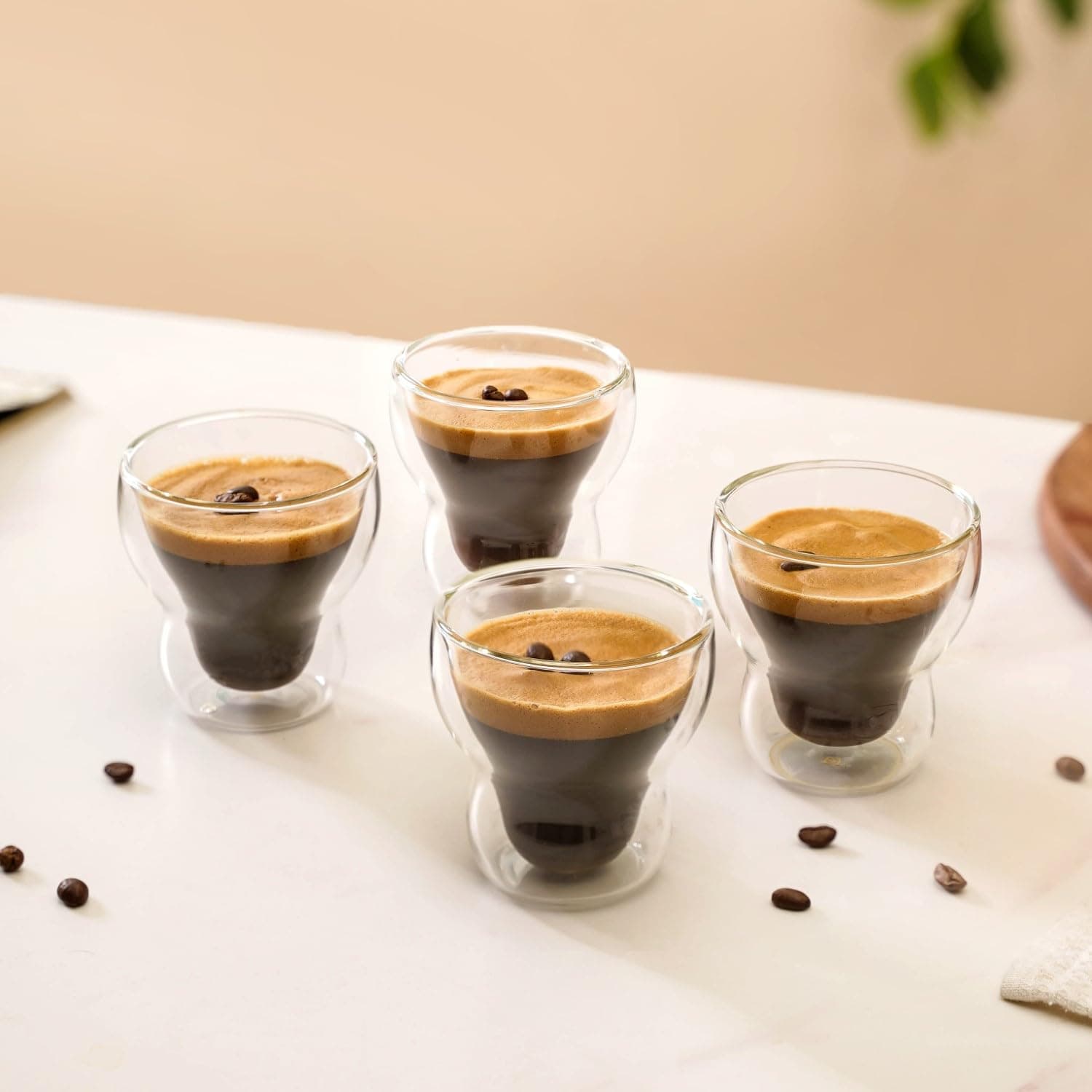 Nestasia Set of 2 Double-Wall Tumblers (150ml) | Sleek, Glassware for Cold Beverages, Espresso, and Cocktails | Microwave & Dishwasher Safe, Lead-Free
