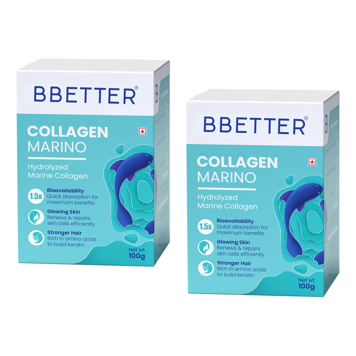 BBETTER Collagen Marino For Women & Men- Pure Hydrolyzed Marine Collagen Supplements For Women & Men, Enhances Skin,Hair, Nails & Joints (Pack Of 2), Powder