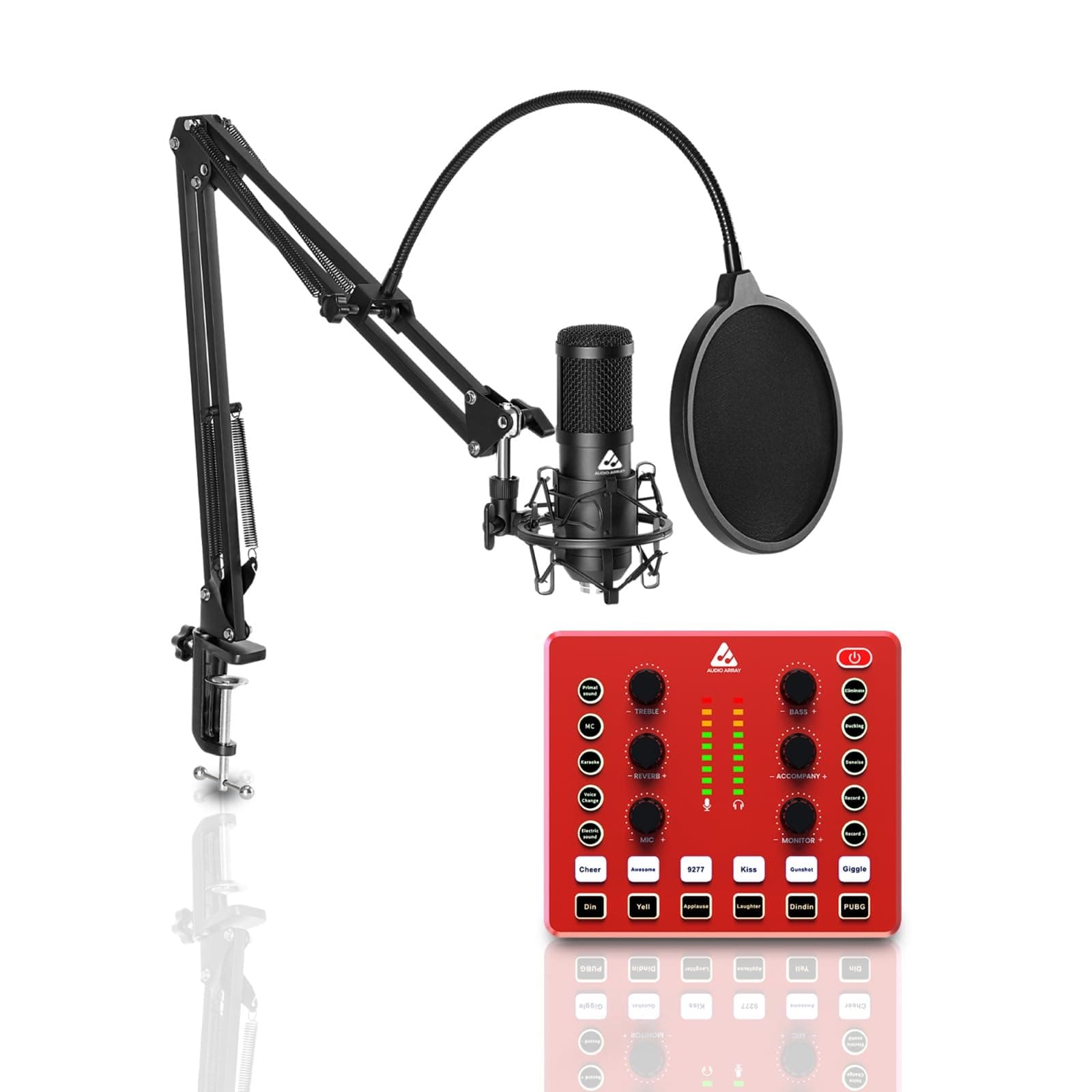 Audio Array All in 1 Pro Bundle | Condenser Mic with USB Bluetooth Soundcard Mixer | Complete Setup for Streaming, Podcasting, Gaming, Singing & Home Studio Recording - GB-02