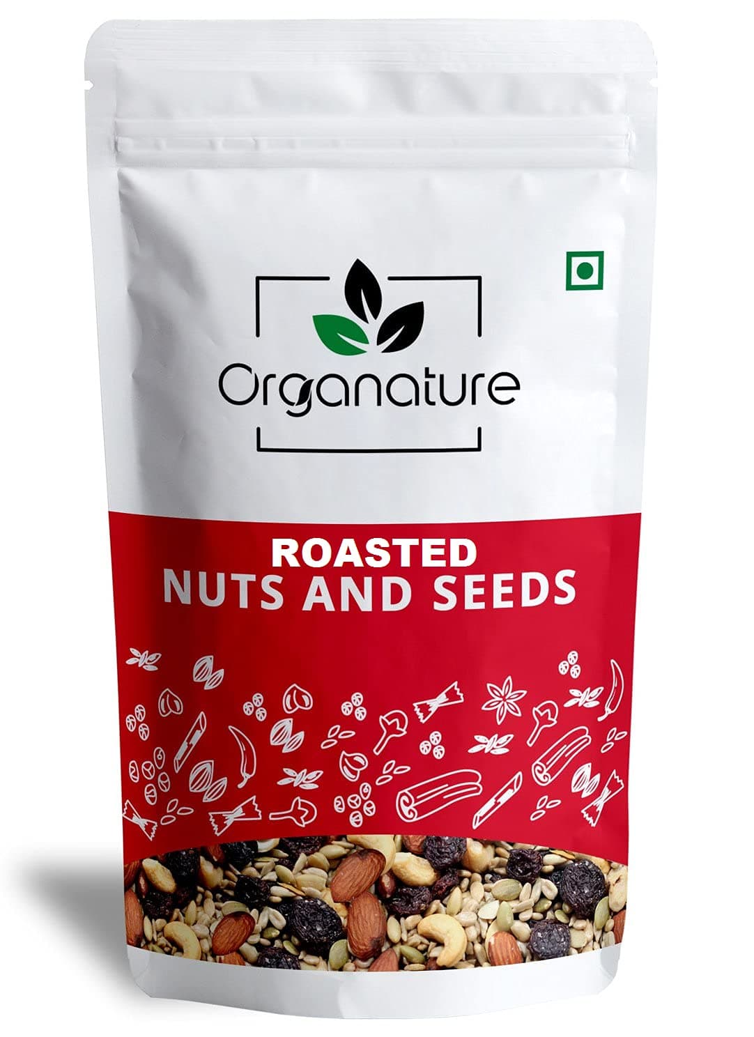 Organature Roasted Salted Healthy Mixed Nuts, Assorted Dry Fruit Nut Mix with Seeds, Raisins for Eating, Mixes Dry Fruits (850 Grams)