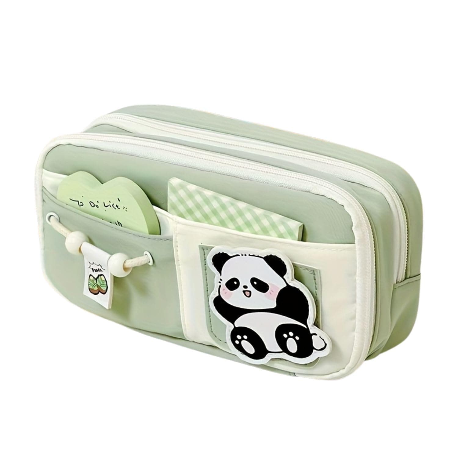 SGMVK Large Capacity Pencil Case for Girls & Boys, Multi Compartment Stationery Organizer with 6 Compartments, Pencil Pouch for School Kids, Teenagers, College Students, Pen & Pencil Bag (Mint Panda)