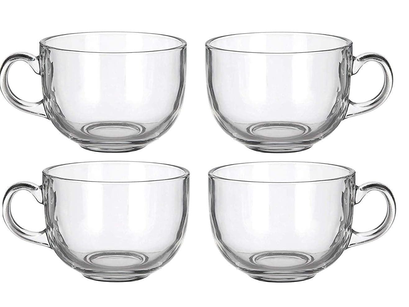 ANKUL Premium Glass Coffee Mug Tea Cups Set of 4-150 ML, Transparent, Glass Cups Set for Coffee, Green Tea, Herbal Tea, Lemon Tea, Milk Cup, Hot/Cold Drinks Cups (Round, 4)