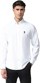 U.S. POLO ASSN. Solid Slim Fit Shirts for Men - 100% Cotton, Full Sleeve Mens Casual Shirts