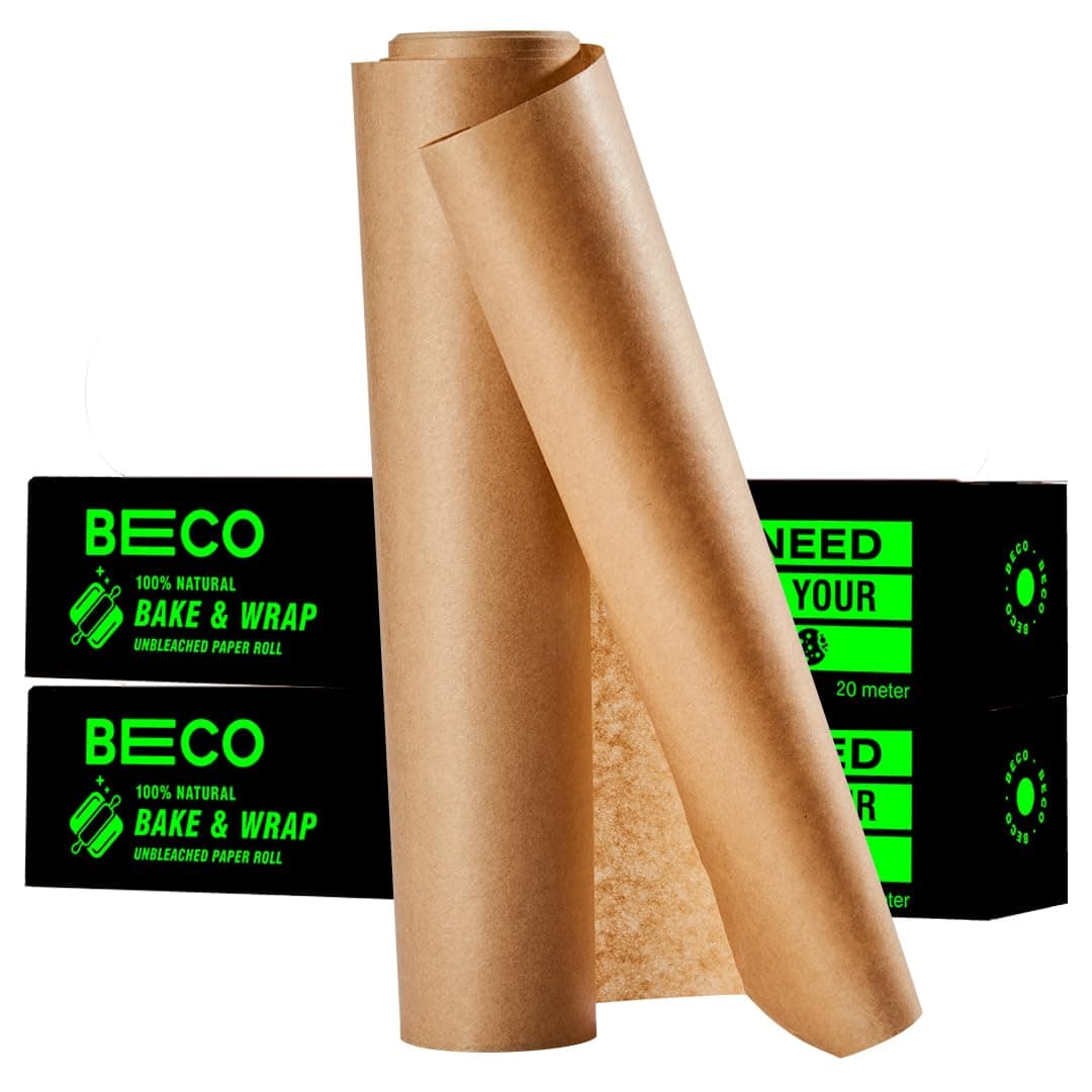 Beco Eco-Friendly Premium Baking & Wrapping Paper | 40 Mtrs |11" x 20 Mtrs Roll (Pack of 2) |Chemical Free Parchment & Cooking Paper | 100% Bamboo Pulp