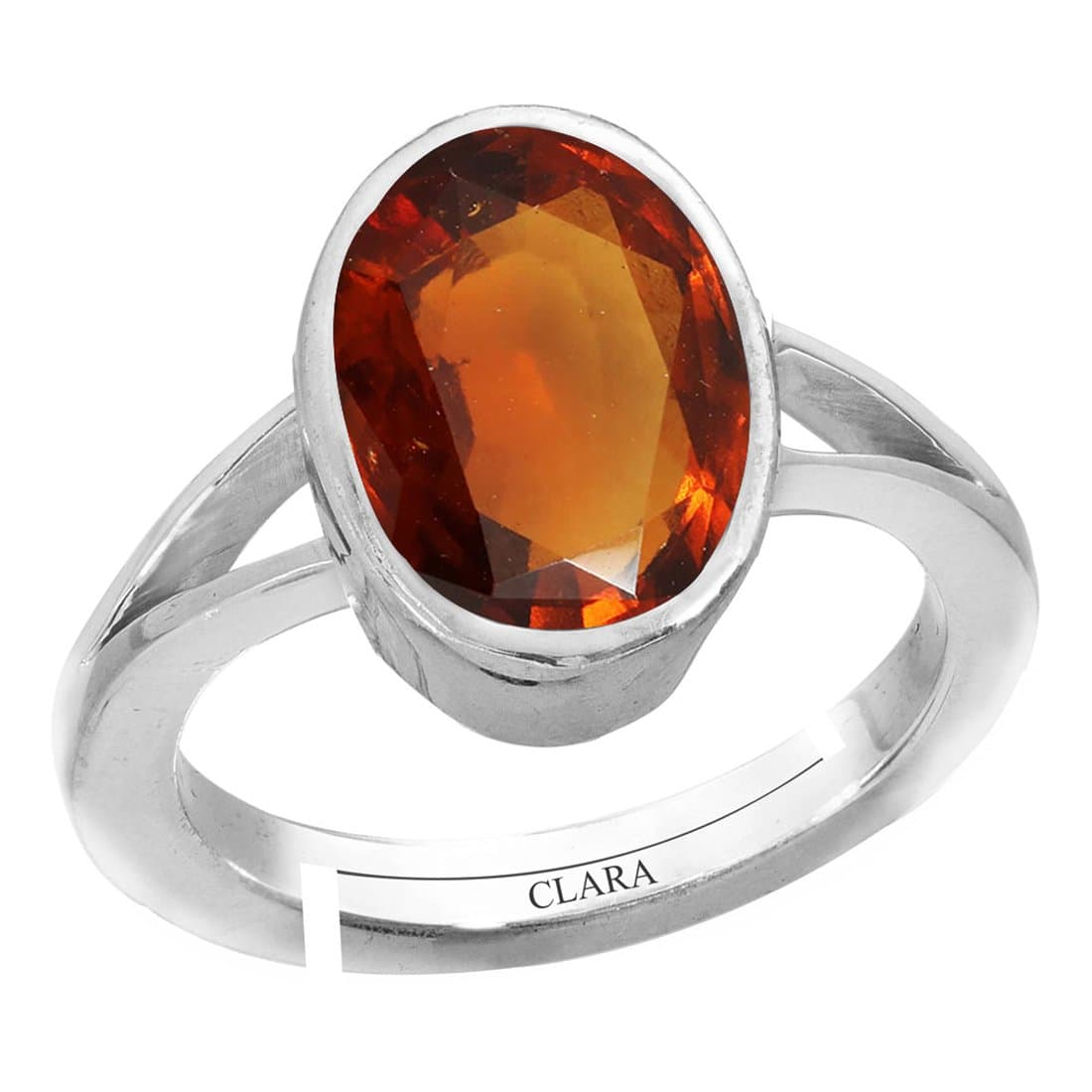 Clara Gomed Hessonite 9.3cts or 10.25ratti Stone Silver Adjustable Ring for Men