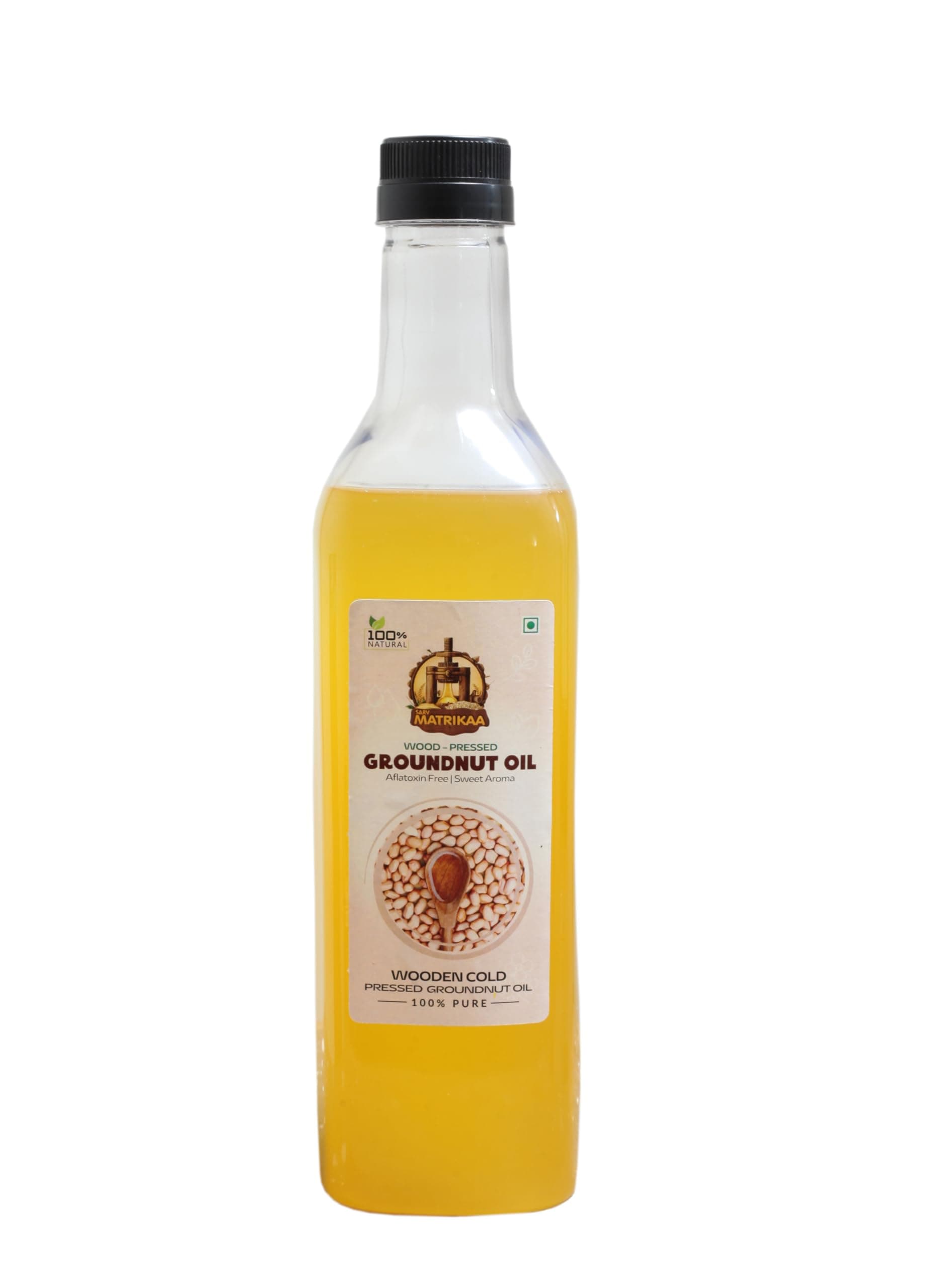 Sarv Matrikaa Natural Pure Wood Pressed Groundnut Oil 1 Liter | 100% Natural, Peanut Oil for Cooking & Frying | Rich in Nutrients