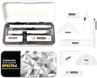 Geometry Box Set with Compass Divider Metal Instruments - Premium Aesthetic Design Mathematical Drawing Kit for Students Professional Drafting Tools