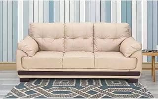 Royaloak Johor Malaysian Half Leather 3 Seater Sofa | Genuine Leather Body Touch | Tufting Design | 3 Seater Sofa for Living Room| Pocket Spring | Solid Wood Frame | Wooden Leg | Sofas for Living Room
