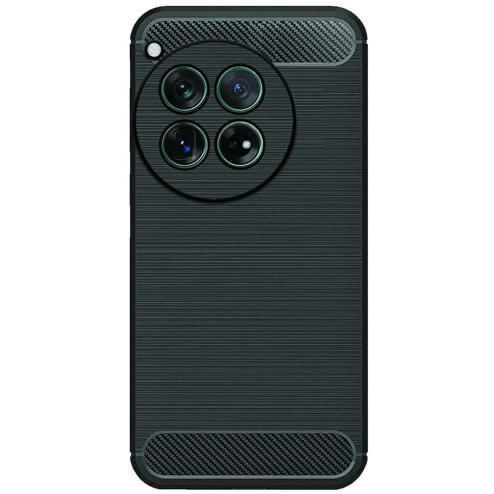Amazon Brand - Solimo OnePlus 12R 5G Back Cover | Back Case for OnePlus 12R 5G | Carbon Fibre Rugged Armour I (Black)