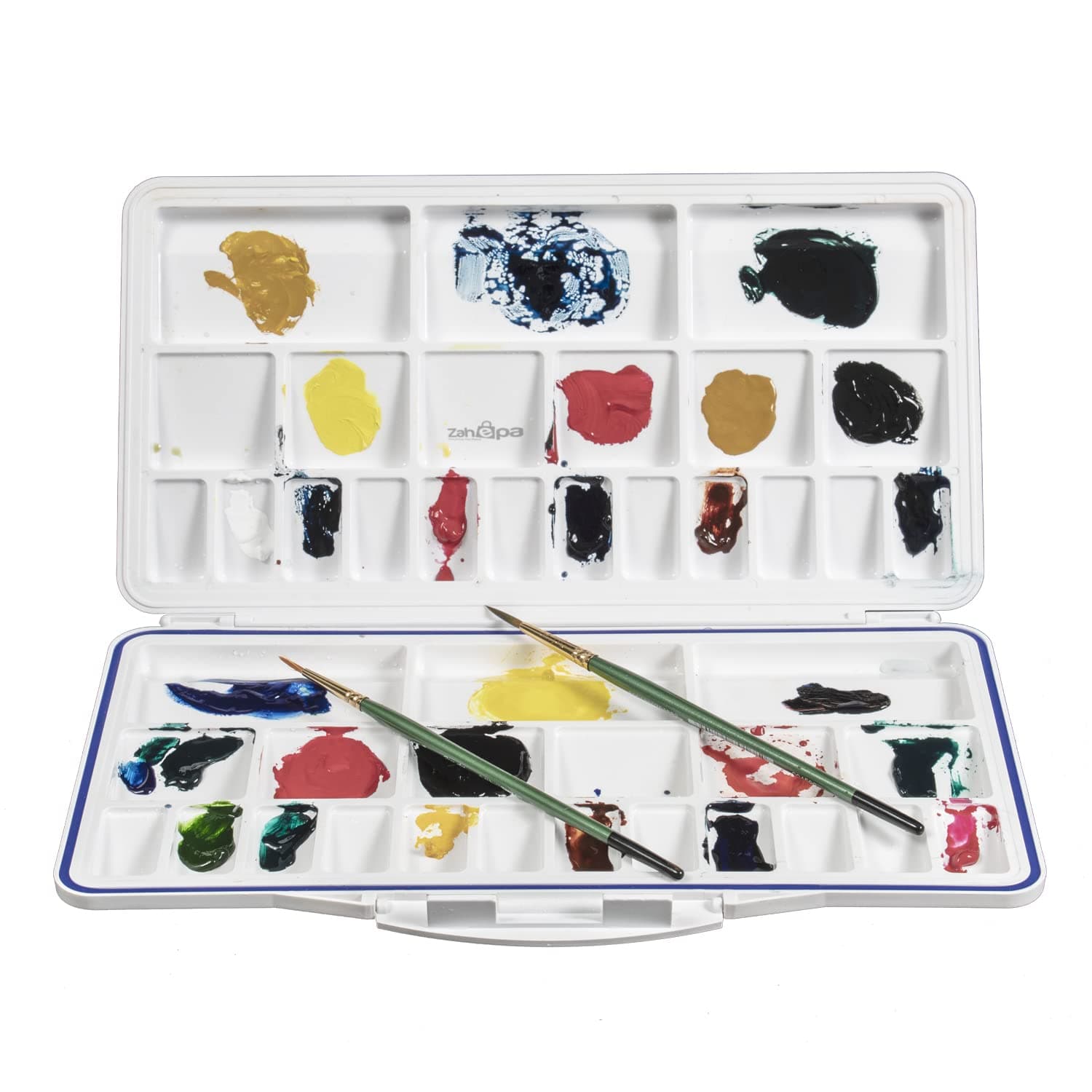 ZAHEPA Rectangle 42 Compartment Colour Palette for Painting, Watercolor Palette for Artists & Kids, Plastic Paint Mixing Tray with Lid, Acrylic & Poster Colour Palettes, Art & Craft Painting Accessory