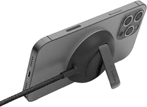 Belkin MagSafe Wireless Charger Fast Charging Up to 15W with Official Made for MagSafe Module and Pad Style, Kick Stand for iPhone 16, 15, 14, 13 and 12 Series and Other MagSafe iPhones - Black