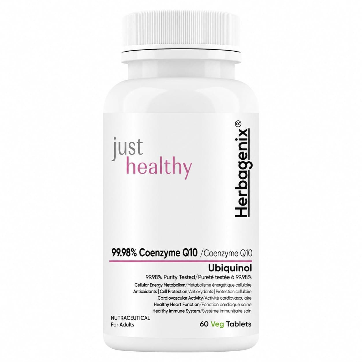 HERBAGENIX Coq10 Coenzyme Q10 300mg With Alpha Lipoic Acid Ala, Omega 3 Fatty Acid, Lycopene, Bioperine And Vitamin B1, B2 And B6 To Good Health Supplement-60 No Sugar Veg Tablets (No Capsule)