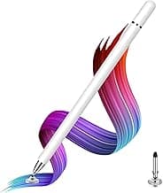 Dyazo Aluminum Super Light Weight Capacitive Stylus Pen for Touch Screen Devices with Fine Point Disc Compatible with All iOS and Smart Android Phone & Tablets Non Magnetic (White)