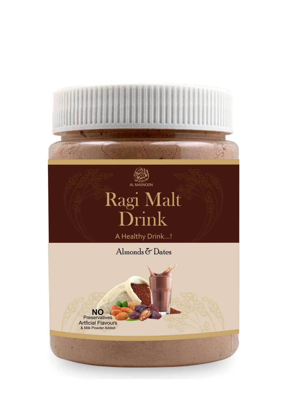 AL MASNOON Ragi Malt Drink/A Healthy Drink With Raagi & Almonds/Delcious & Tasty 250g