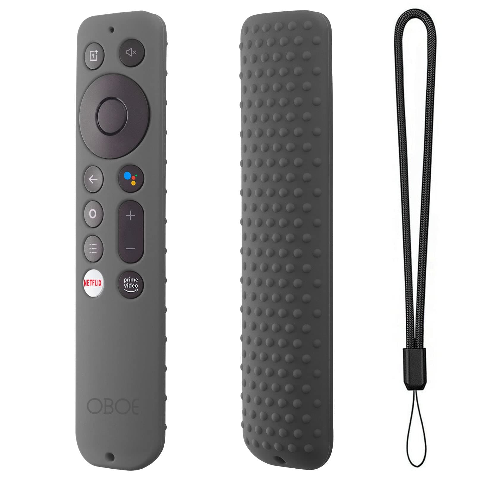 Oboe Silicone Tv Remote Cover Compatible with Oneplus Tv Remote Q Series/U Series / Y1S / Y1S Edge Smart LED TV Remote Protective Case with Loop (Dark Grey) [Remote NOT Included]