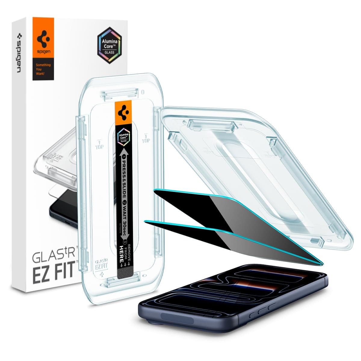 Spigen EZ Fit Privacy Tempered Glass Screen Protector Guard For iPhone 17/17 Pro / 16 Pro [2 Pack] | [2Pack] Screen Protector Guard