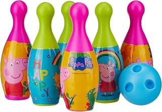 Amazon Brand Jam & Honey Peppa Bowling Set for Kids, BIS Safe for Kids, Indoor Outdoor Bowling Game with 6 Colorful Pins and Ball, Skill Building Toy for Kids Age 3+ Years