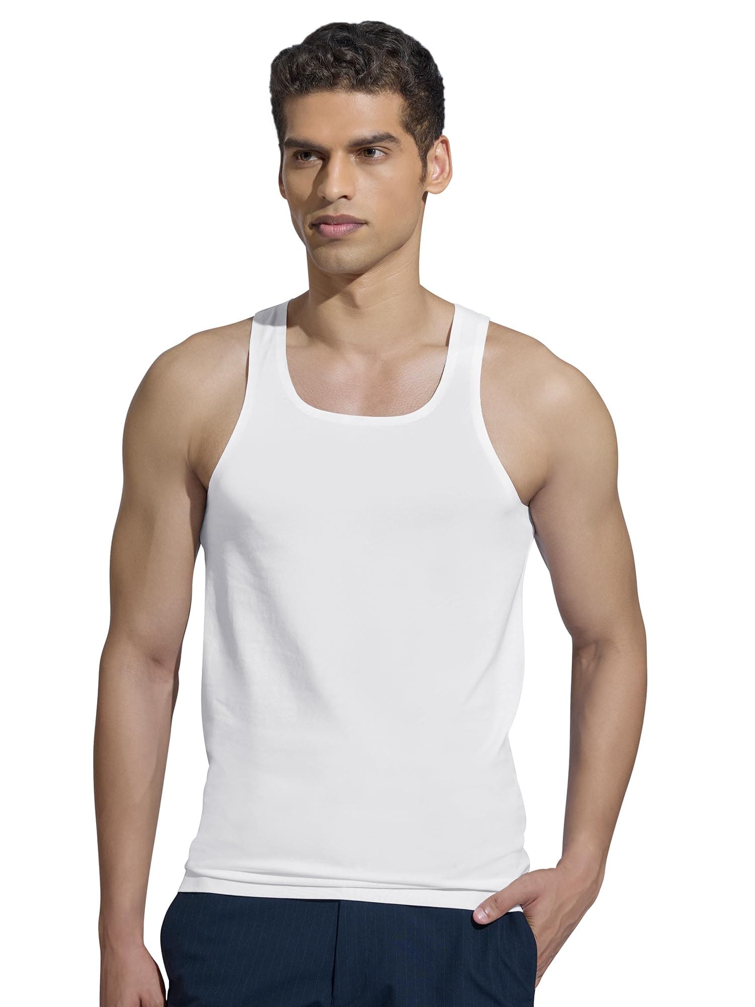 XYXX Men's Cotton Square Neck Seamless Vest | Invisible Vest for Man, Seamless Inner for Men