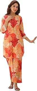 GRECIILOOKS Co-ord Set for Women Stylish | Kurti Set For Woman | Short Kurti's For Women Latest | Dress For Womans | Printed V-Neck Design For Women's 3/4 Sleeve