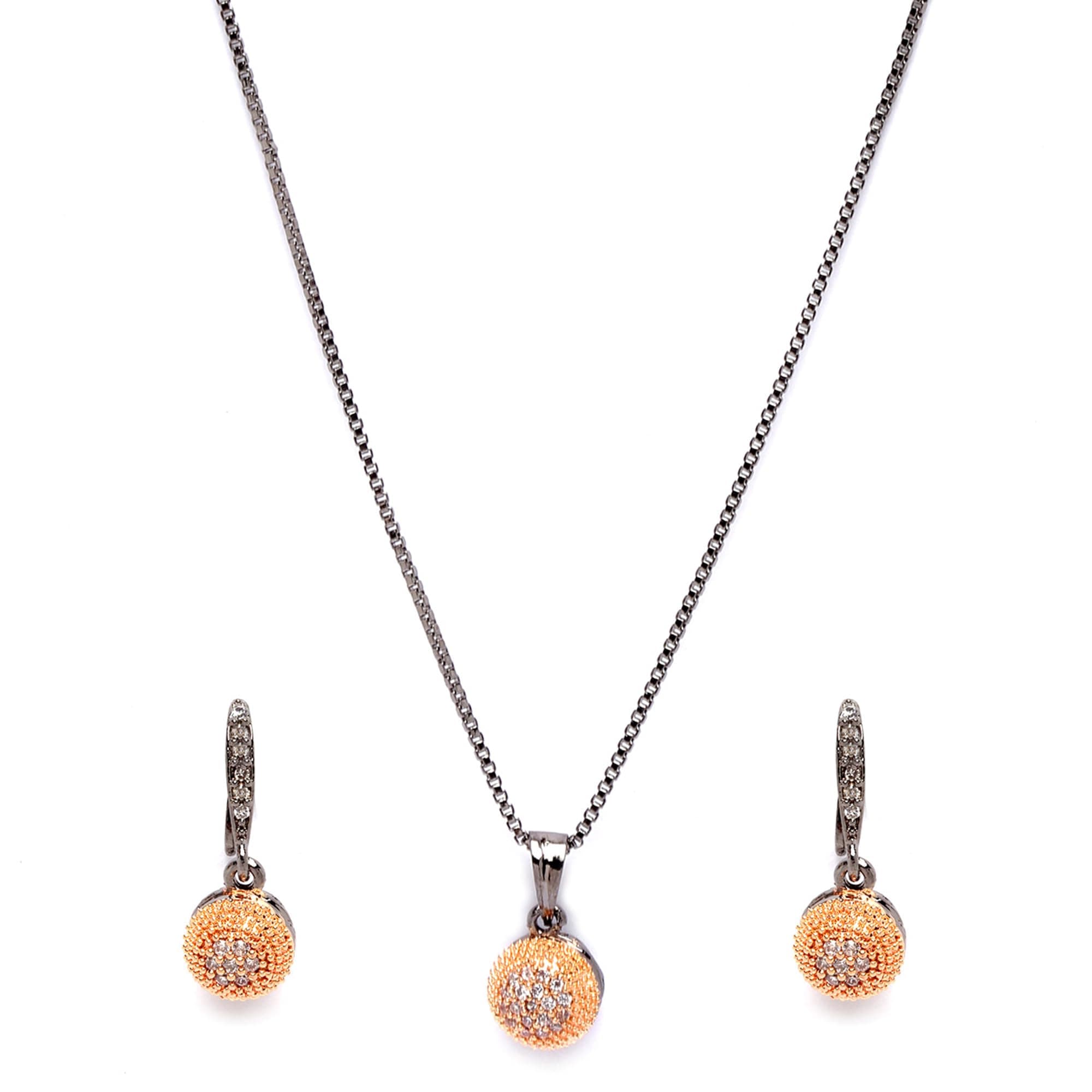 ZENEME American Diamond Gold Plated Jewellery necklace for girls Pendant Set