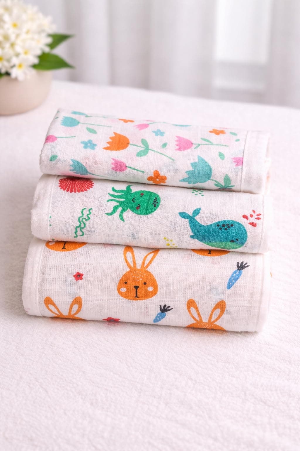 Mee Mee Super Soft 100% Cotton Woven Premium Baby Napkins | (22 cm X 22 cm) | Reusable Hygiene Wash Cloth | Napkin for New Babies | Kids Hankies for School use |Soft Baby face Towel | Pk-3