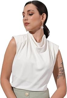 Tokyo Talkies Women's Sleeveless Cowl Neck Solid Tops| Stylish Casual wear