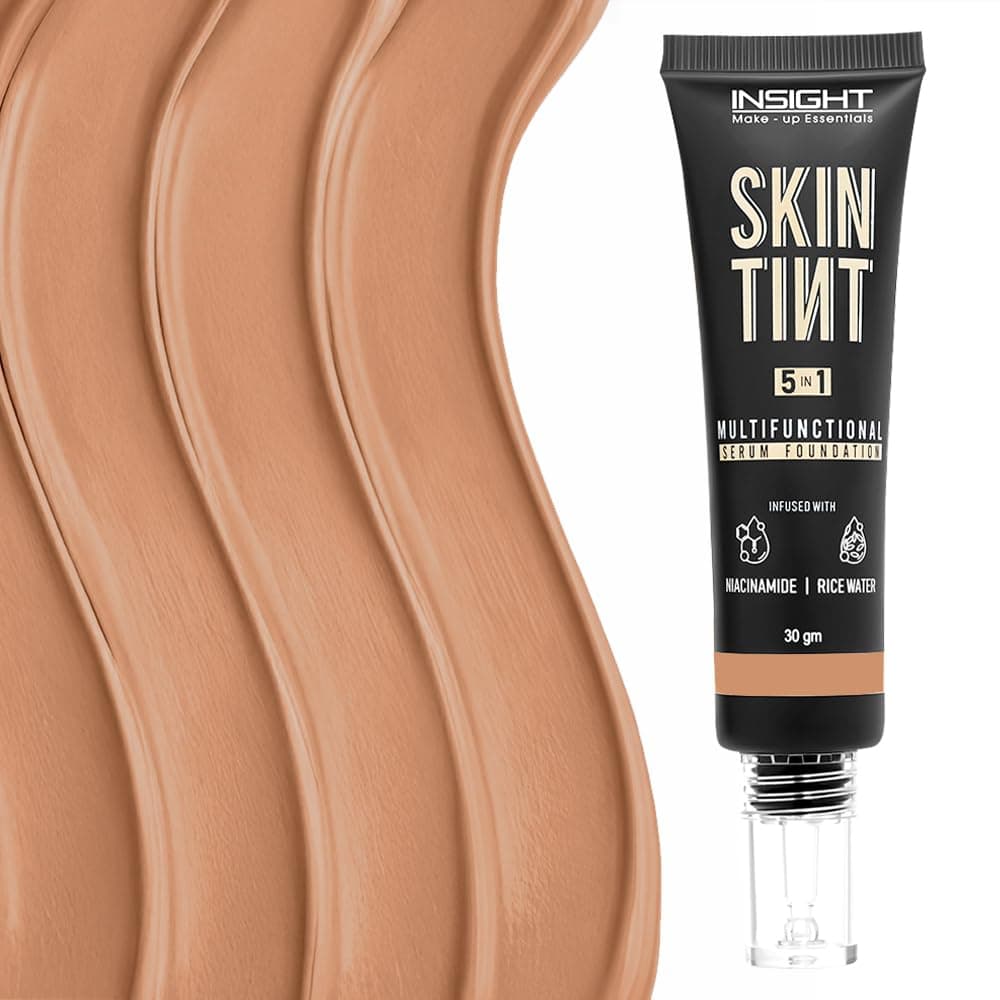 INSIGHT Skin Tint 5-in-1 Serum Foundation (30g) | SPF 20 PA++++ | Lightweight, Hydrating & Brightening with Niacinamide & Rice Water | Primer, Moisturizer & Sunscreen in One | For All Skin Types - Shade: Hazelnut Shot
