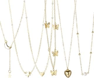 Shining Diva Fashion 5-7 Pcs Combo Latest Stylish Western Necklace Set for Women Pendant Necklace Gifts for Girls