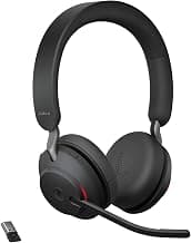 Jabra Evolve2 65 MS Stereo Wireless Bluetooth Headset with Link380/390a USB-A Adapter, 3-Mic Call Technology, 37 Hours Battery, Busylight, Microsoft Teams Certified – Black