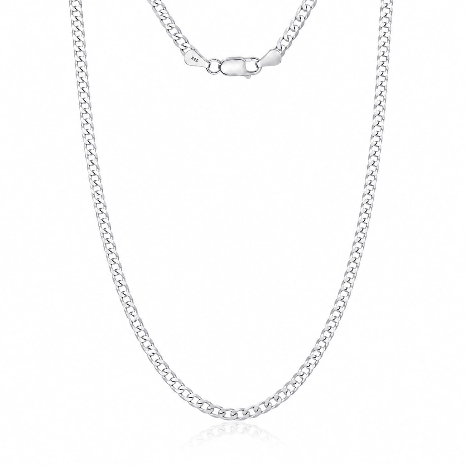 TRUESILVER ACPL Solid 925 Sterling Silver Italian 3.25mm, 3.5mm, 5mm, 6mm & 6.5mm Diamond-Cut Cuban Link Curb Chain Necklace for Men Women (16, 18, 20, 22, 24, 26 Inches)