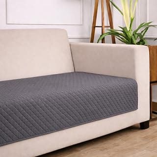 STITCHNEST 3 Seater Quilted Velvet Sofa Cover | Elegant Grey Sofa Protector for Living Room | Soft, Washable | Perfect for Enhancing Living Room Interiors