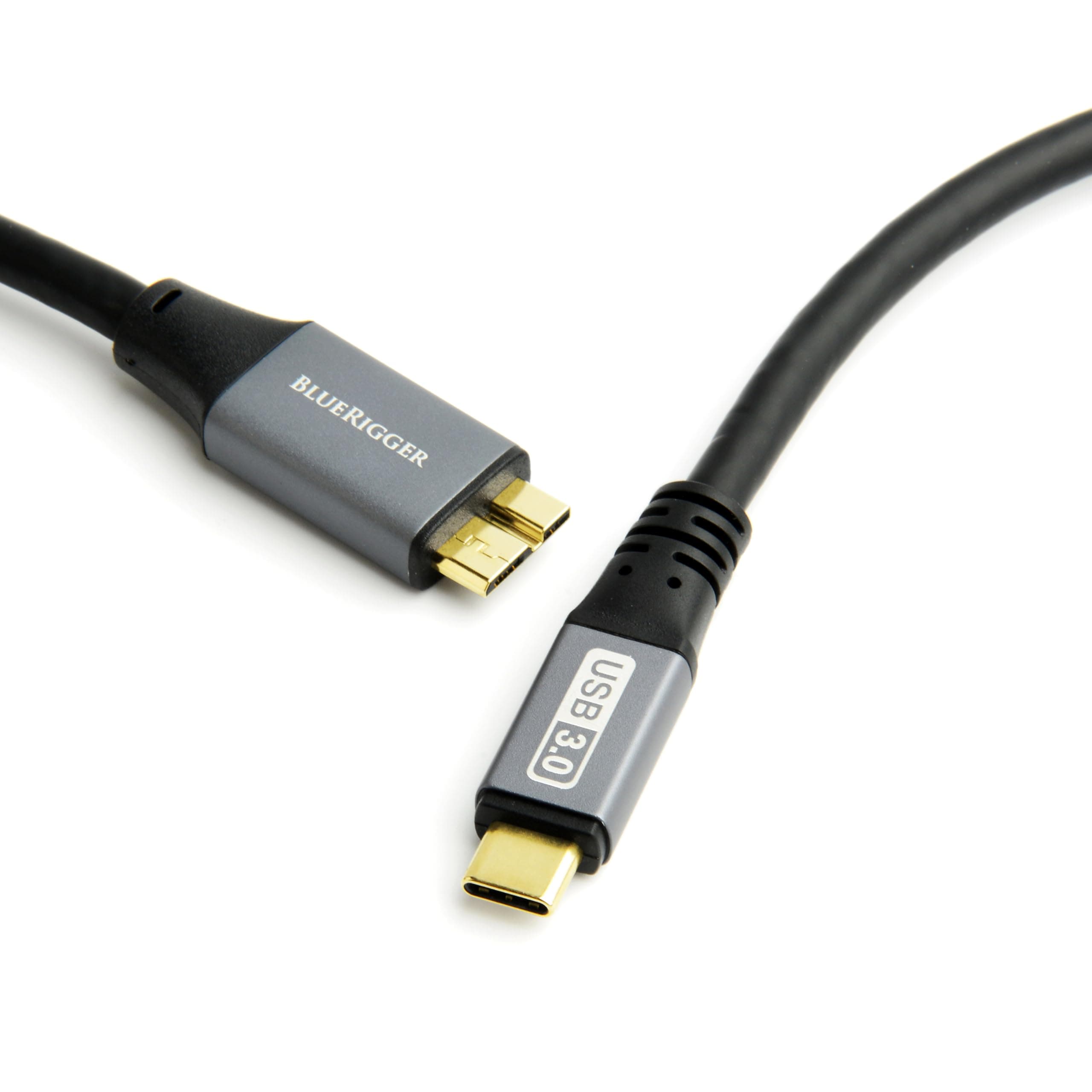 BlueRigger 3Ft/1 Mtr 10 Gbps Speed USB C to Micro B 3.0 External Hard Drive Cable Compatible with Seagate WD, Toshiba Westgate, MacBook Air M2 Pro, Camera, iPhone 15 Pro Max, iPad/Tablet