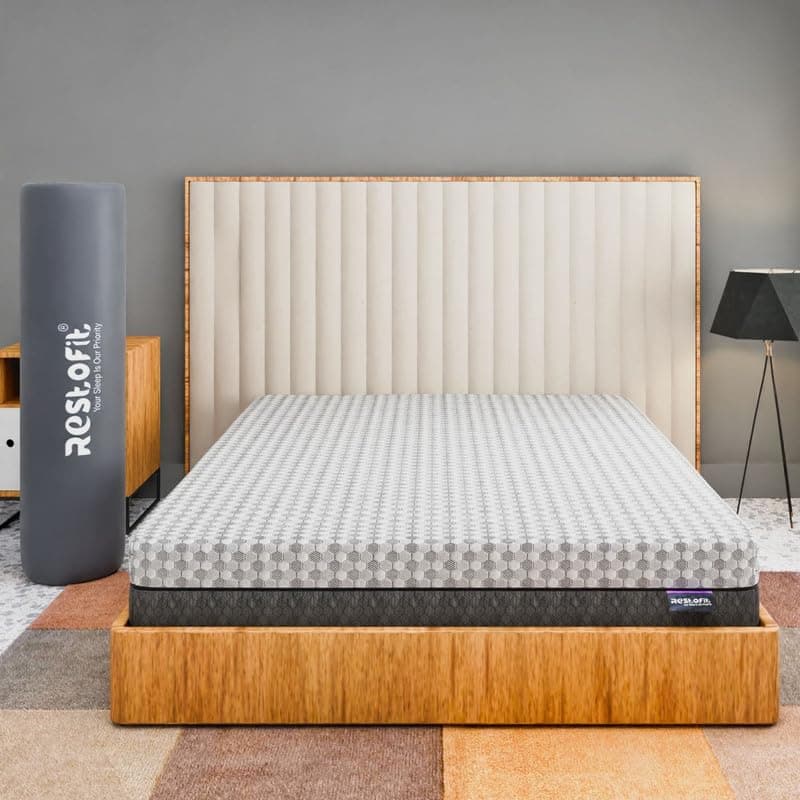 RESTOFIT Natural Latex 6 inch Queen Mattress (78x60) | EcoLatex 3-Layer Orthopedic Foam for Pressure Relief & Adaptive Support | Breathable Viscose Cotton Cover | Vacuum Packed | 10-Year Warranty