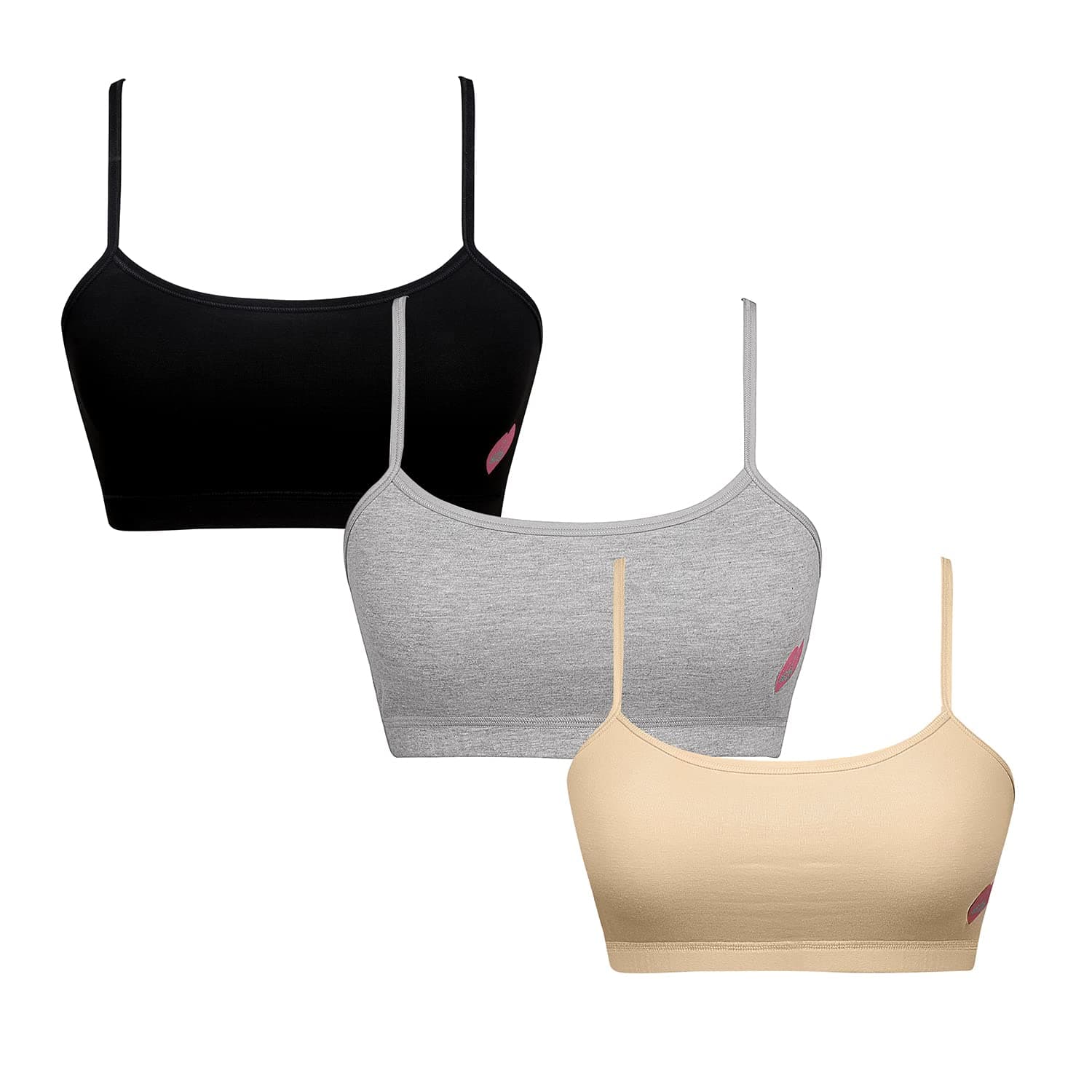 Sillysally Pack of 3 Girls Beginners Bra | Sport Bra Non Padded Non Wired/Double Layered Fabric/Combo Set