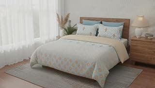 Raymond Passion Double Bed King Size Besheet 100% Cotton Breathable Super Soft (274X274CM) (Sky Blue)