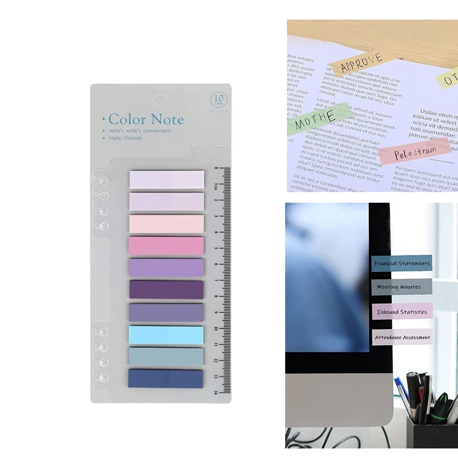 UCRAVO Sticky Tabs Transparent Sticky Notes Writable and Multifunctional Tabs with Ruler Reminder Tabs for Page Markers or Book Reading Notes Sorting Files (1)