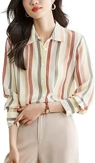 SheWill Women’s Orange Landscape Print Crepe Shirt – Stylish Western Long Shirt with Spread Collar| Shirt for Women Stylish Western | Long Shirt for Women